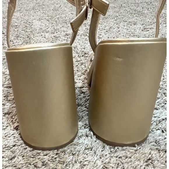 DREAM PAIRS Women’s Chunky Block High Heels Ankle Strap ~ Gold ~ Size 8.5 - Picture 7 of 10